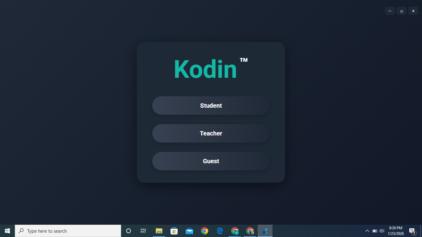 Kodin Login Interface